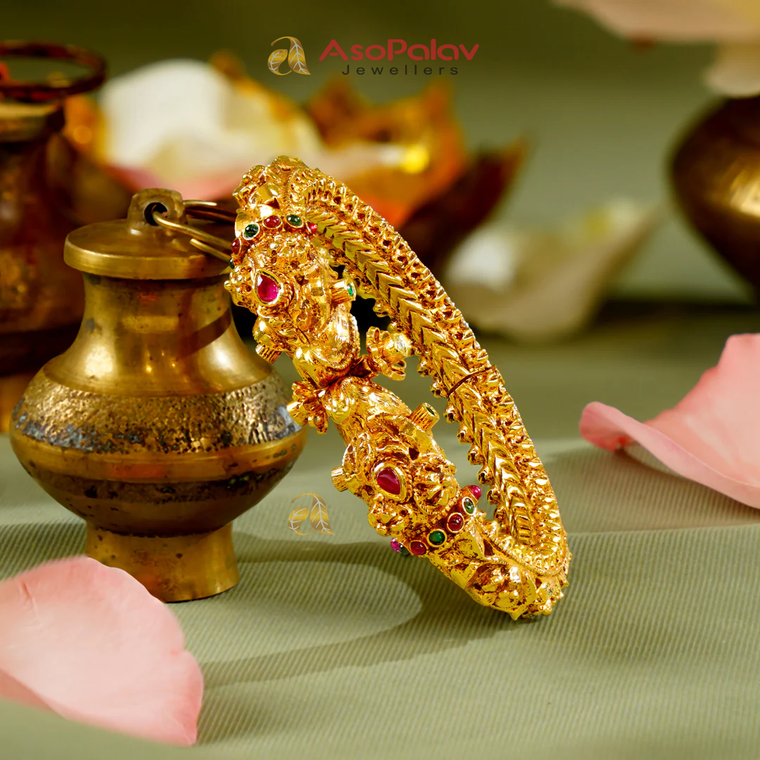 22K Gold Traditional Kada Bangle for Women | Elegant Bridal & Festive Gold Jewelry